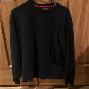 Polo long sleeve waffle T shirt, black, and good condition